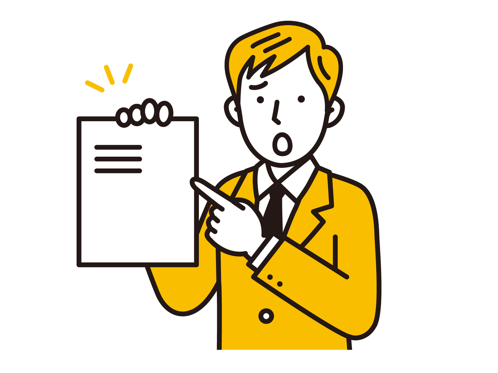 紙での共有に困惑する男性