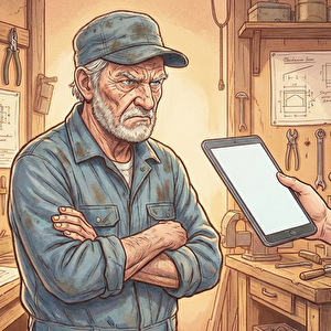 考え方を曲げない職人の男性