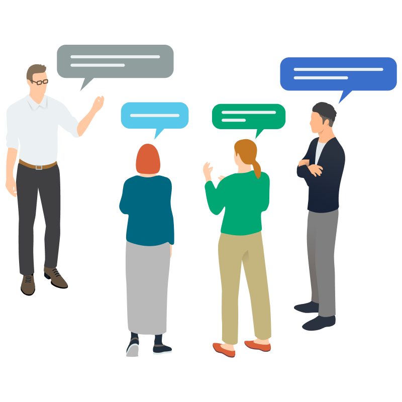 複数の人々が話し合いをしている様子