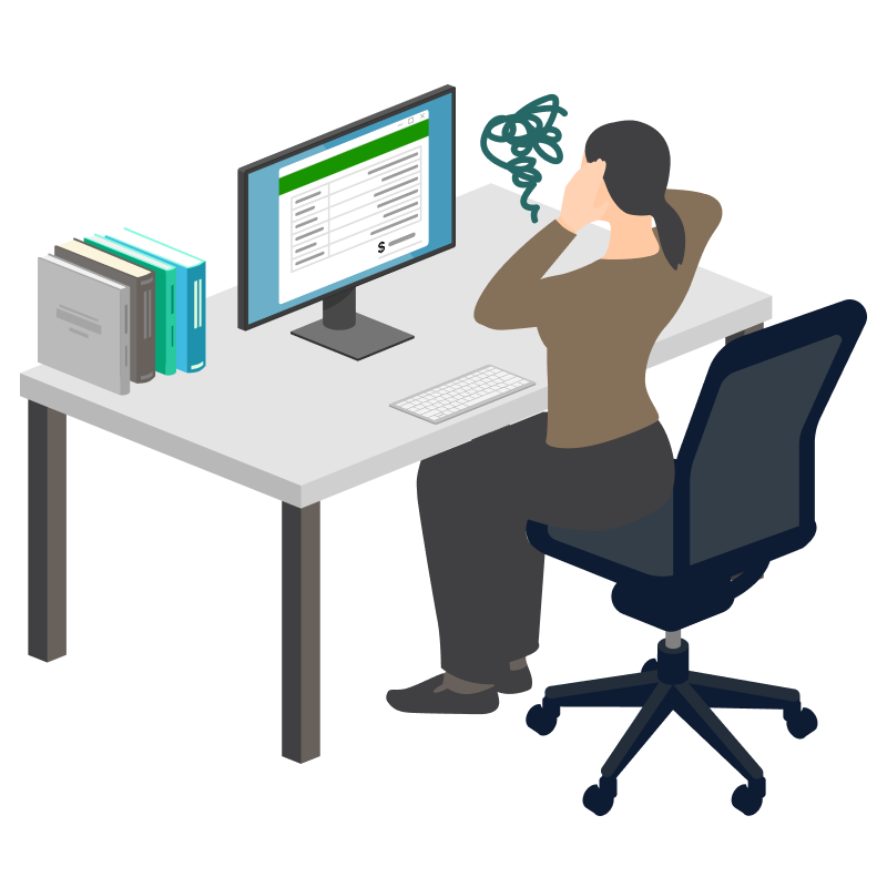 資料を確認して困っている女性