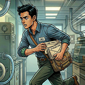 頼まれたメッセージを必死に届けるAI(男性に扮する)